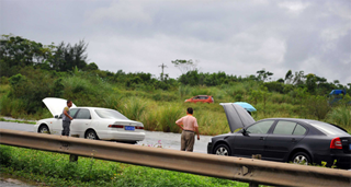 car down